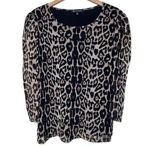 Sexy Sheer Mesh Puff Sleeve X-Large TOP Animal Print Blouse INC. XL Cheetah NEW